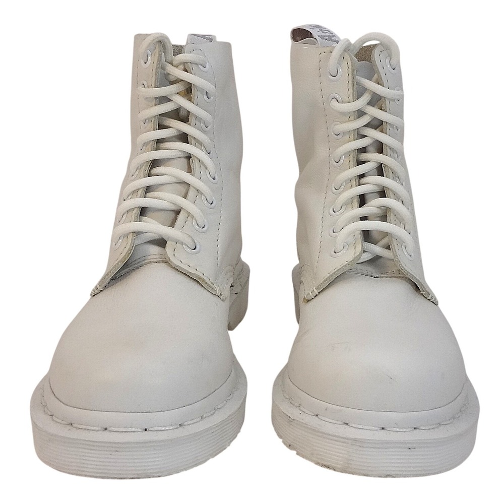 Doc Martens Air Wair White 1460 Mono Smooth Leather Combat‎ Boots Women's 8